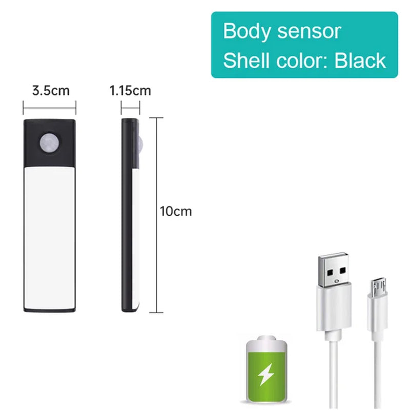 Bedroom Night Light Motion Sensor Lights Wireless USB under Cabinet Light for Kitchen Cabinet Bedroom Wardrobe Indoor Lighting