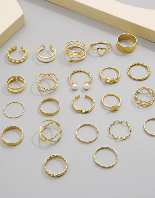 Load image into Gallery viewer, 22PCS Knuckle Rings Stackable Rings Gold Wave Joint Finger for Women
