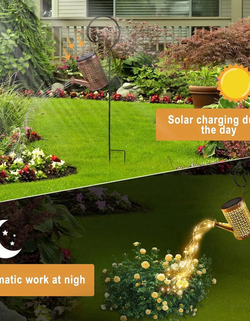 Load image into Gallery viewer, Solar Watering Can with Cascading Light Water Can Solar Lights Garden Decorative Solar Waterfall Lights Waterproof Hanging Light
