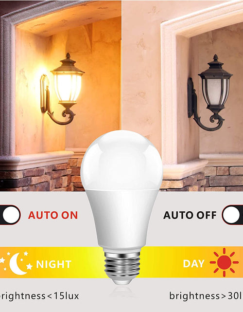 Load image into Gallery viewer, Outdoor Dusk to Dawn Light Bulbs, No Timer Required, 13W(100W Equivalent), 3000K Warm White, E26 A19 Automatic Sensor LED Bulb, Built-In Photocell Detector for Boundary Garage Patio, 2 Pack

