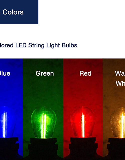 Load image into Gallery viewer, 24-Pack S14 Colored LED String Light Bulbs, 1W Waterproof Outdoor Indoor Replacement Bulbs, E26 Base, CRI80, Red/Green/Blue/Warm White
