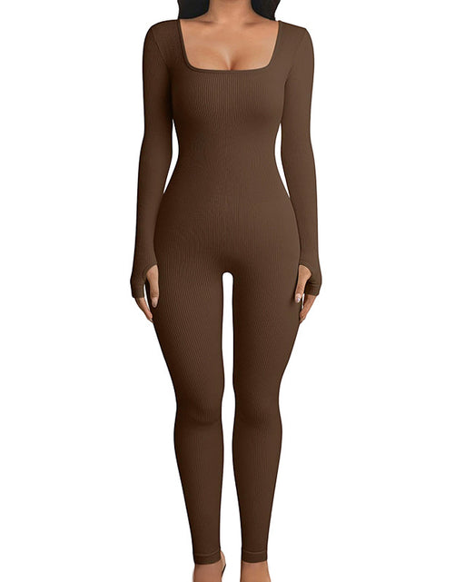 Load image into Gallery viewer, Seamless Jumpsuit Long Sleeve Shapewear Hip Lift Yoga Jumpsuit Sports Jumpsuit Bodysuits
