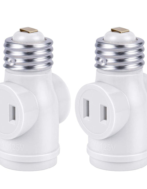 Load image into Gallery viewer, UL Listed E26 to 2 Polarized Outlet Socket Adapter, Standard (Medium) E26 Base Light Bulb to 2-Prong Outlet Plug Splitter Converter, White, 2-Pack
