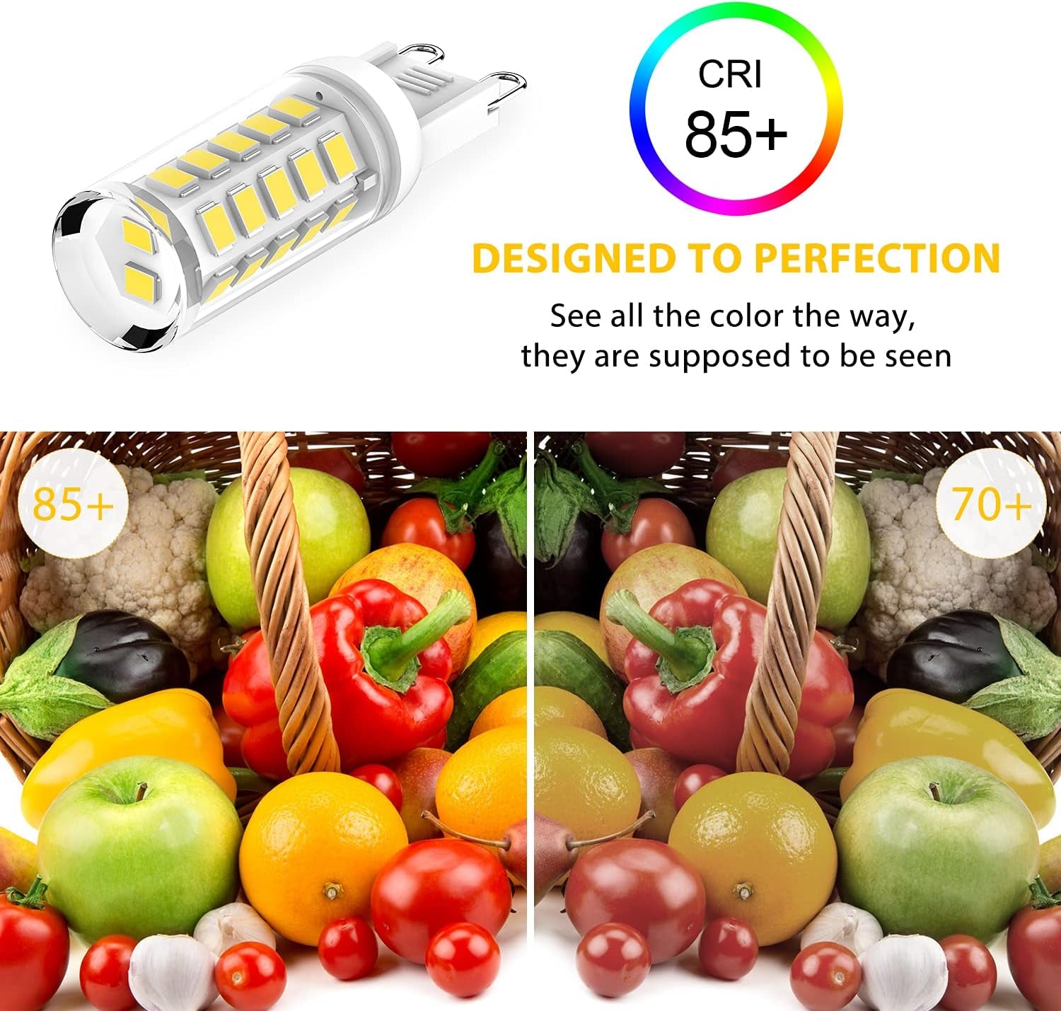 G9 LED Bulb Dimmable, 4W, 40W Halogen Equivalent, 5000K Daylight White, AC 120V G9 Bi Pin Base Light Bulbs, 380LM, No Flicker, 360° Beam Angle, Pack of 6
