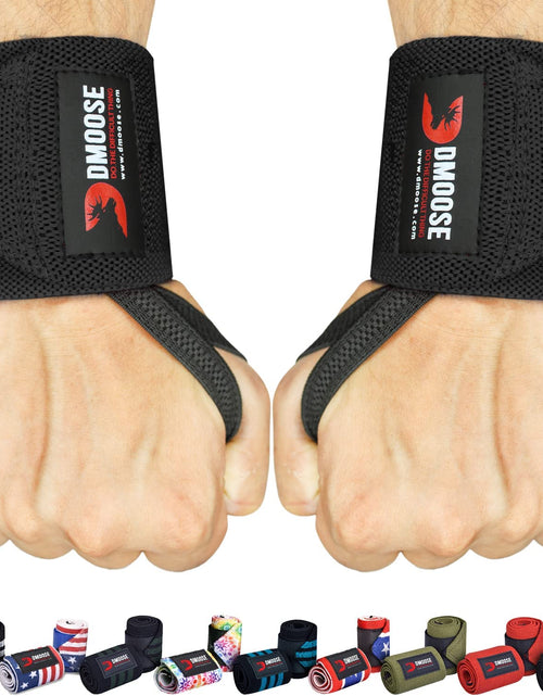 Load image into Gallery viewer, Wrist Wraps, Avoid Injury and Maximize Grip with Thumb Loop, 18&quot; or 12&quot; Gym Straps Pair, Wrist Straps for Weightlifting, Powerlifting, Bench Press, Bodybuilding, Deadlift Straps for Men &amp; Women
