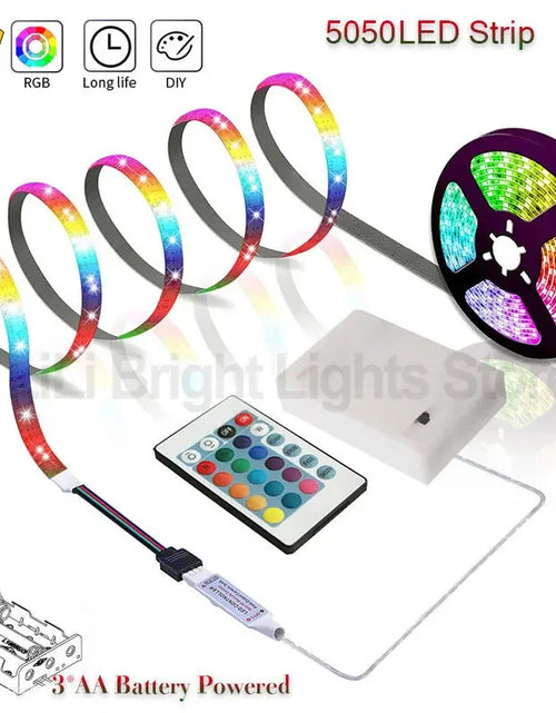 Load image into Gallery viewer, LED Strip Lights 3AA Battery 5V USB 5050SMD Flexible RGB Led Light Remote Controller Ribbon Lamp for Computer,Wardrobe,Motorhome
