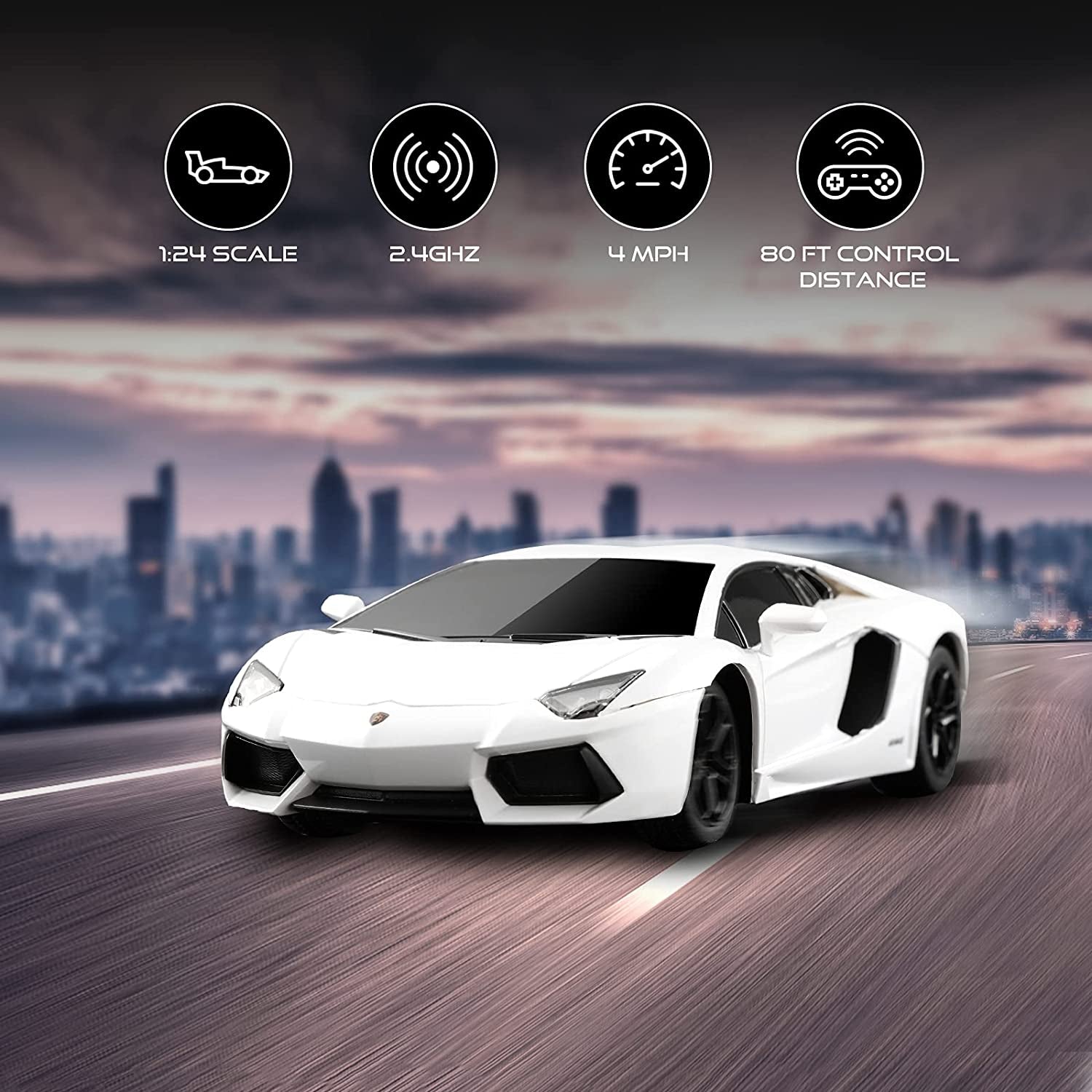 X Rastar Remote Control Car, 1:24 Scale Aventador Coupe Race Toy Car, RC Hobby Model Vehicle for Boys, Girls and Adults, White