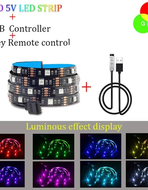 Load image into Gallery viewer, LED Strip Lights 3AA Battery 5V USB 5050SMD Flexible RGB Led Light Remote Controller Ribbon Lamp for Computer,Wardrobe,Motorhome

