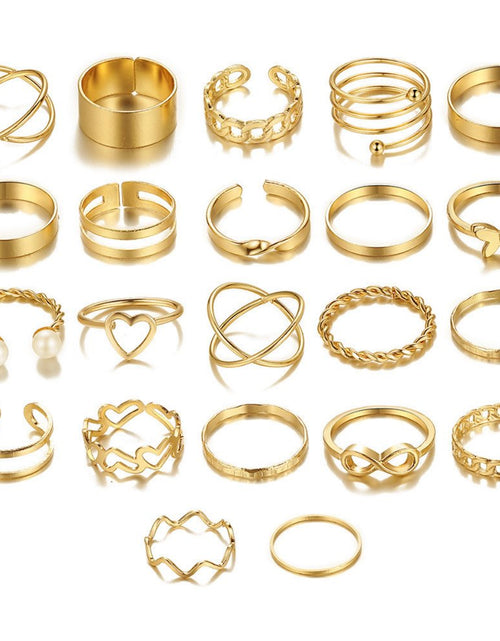 Load image into Gallery viewer, 22PCS Knuckle Rings Stackable Rings Gold Wave Joint Finger for Women
