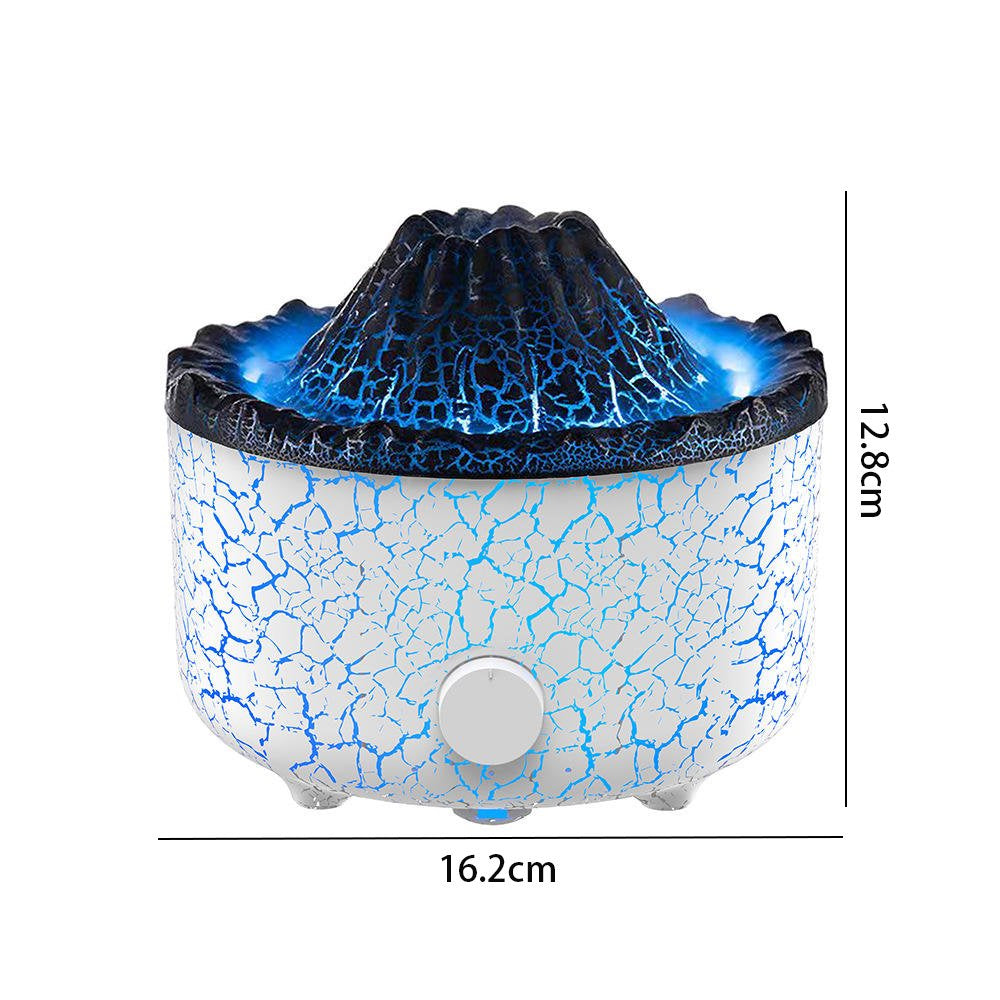Diffuser Humidifier with 3D Flame and Volcano Effect,560Ml Aroma Essential Oil Diffuser with Remote Control,White