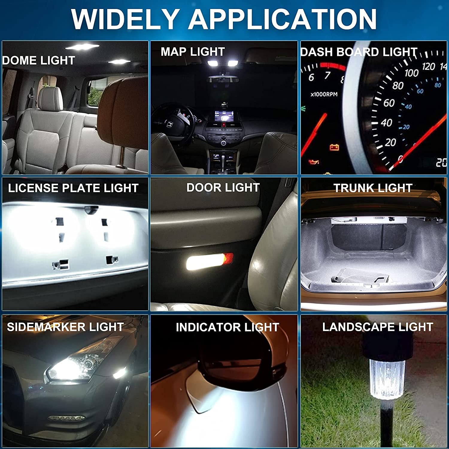 194 Led Car Bulb 3030 Chipset 2SMD T10 194 168 W5W Led Wedge Light Bulb 1.5W 12V License Plate Courtesy Step Map Lights Trunk Lamp Clearance Lights (12Pcs)