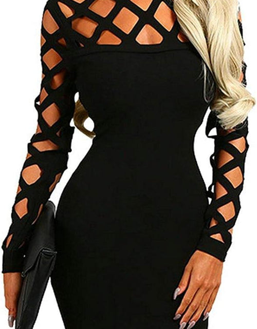 Load image into Gallery viewer, Women&#39;S Hollow Out Dress Bandage Clubwear Long Sleeve Bodycon Dresses
