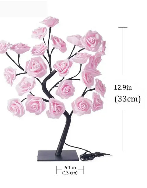 Load image into Gallery viewer, 24 LED Rose Flower Tree Lights USB Table Lamp Fairy Night Light Party Christmas Wedding Bedroom Home Tabletop Decor Girls Gift
